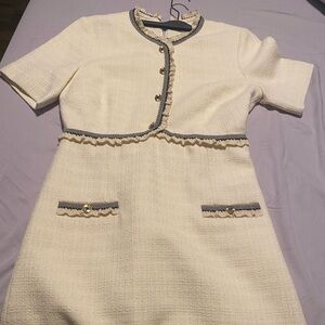 Sandro Cream Tweed Dress NWT
